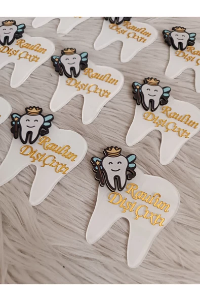 Doğrukan Hediyelik Diş şeklinde pleksi diş buğdayı diş partisi hediyelik magnet pleksi yazılı(10 adet) - Resim 2