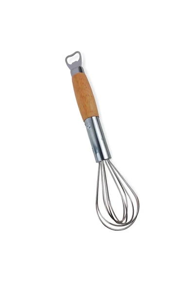 Dekorasyaa Ahşap Saplı Açacaklı Çırpıcı 304 Paslanmaz Çelik Yumurta ve Sos Çırpıcı Çırpma Teli 31cm - 4