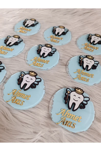 Doğrukan Hediyelik Diş Buğdayı Konsept Pleksi Mavi Diş Figürlü Magnet 10 Adet - Resim 2