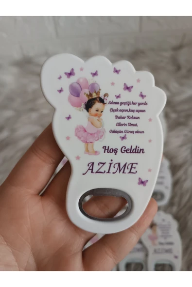 Doğrukan Hediyelik 25 Adet Kız Bebekli Yenidoğan Ayak Açacak Magnet Hediyelik Beyaz Taban ürün görseli