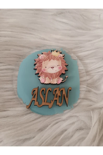 Doğrukan Hediyelik Taçlı aslan figürlü yenidoğan doğum günü hediyelik magnet(10 adet) - Resim 2