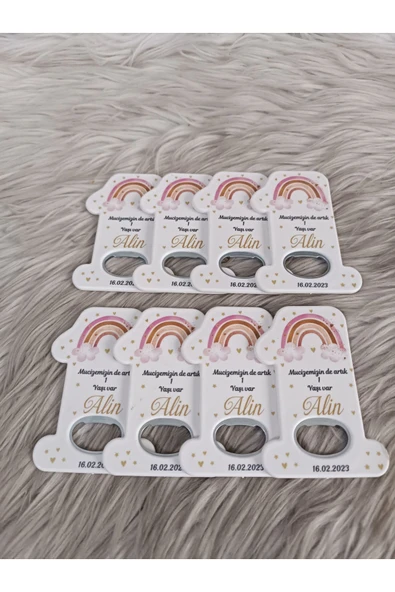 Doğrukan Hediyelik 25 Adet 1 Rakamlı Gökkuşaklı Açacak Bebek Doğum Günü Hediyelik Magmet - Resim 2