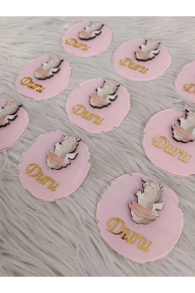 Doğrukan Hediyelik Kanatlı ayıcık figürlü pleksi magnet hediyelik yenidoğan doğum günü mevlüt hediyelik magnet(10 adet) - Resim 2