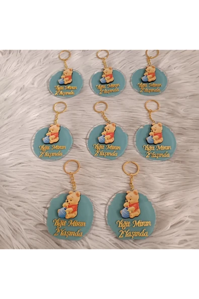 Doğrukan Hediyelik Winnie the Pooh anahtarlık yenidoğan doğum günü mevlüt hediyelik (10 adet) - Resim 3