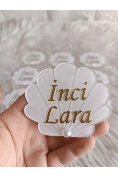 Doğrukan Hediyelik 10 adet pleksi istiridye pleksi folyo yazılı incili yenidoğan doğum günü hediyelikleri ürün görseli