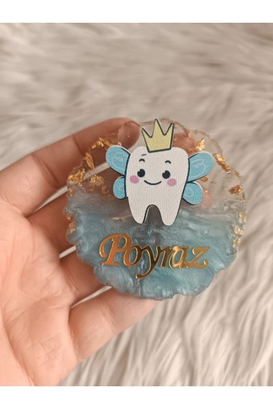 Doğrukan Hediyelik 10 adet mavi epoksi kanatlı diş figürlü magnet yenidoğan doğum günü hediyelikleri ürün görseli