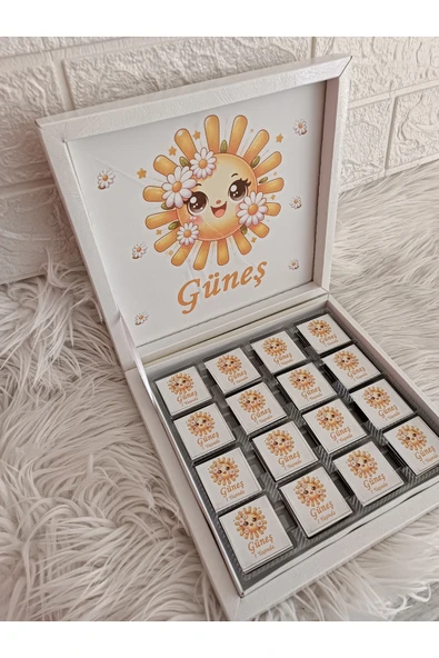 Doğrukan Hediyelik 48 li bolçi marka karton kutuda isme özel yenidoğan doğum günü mevlüt çikolatası - Resim 2