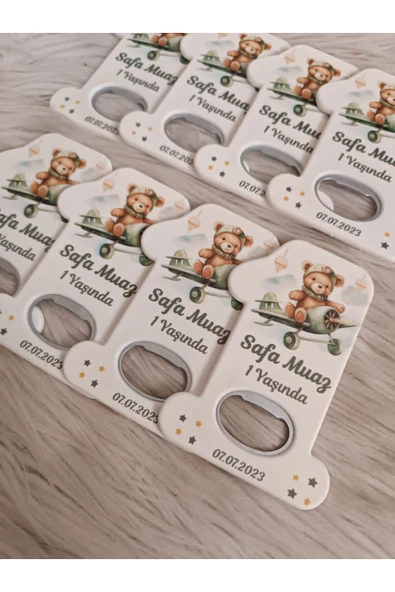 Doğrukan Hediyelik Uçakta ayıcık yeşil renkte 1 rakam açacak yenidoğan doğum günü mevlüt magnet hediyelikleri(10 adet) - Resim 2