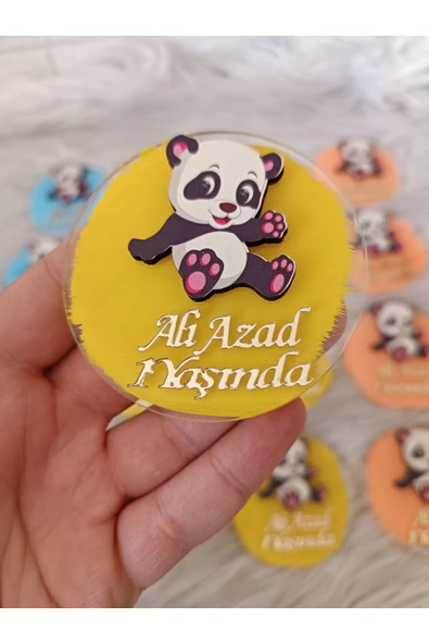 Doğrukan Hediyelik Panda figürlü pleksi yenidoğan doğum günü magnet hediyelik(10 adet) ürün görseli