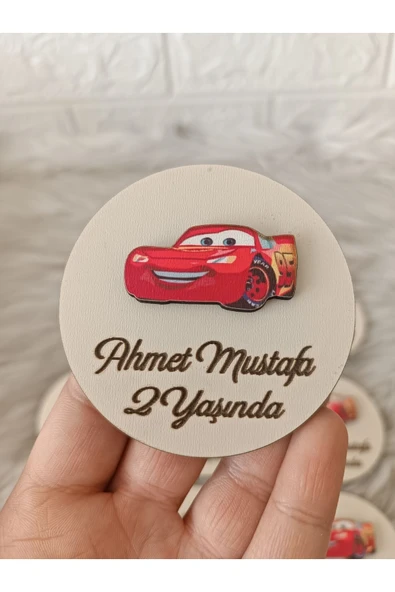 Doğrukan Hediyelik Şimşek Mcquenn Konsept Ahşap Yenidoğan Doğum Günü Hediyelik Magnet(20 ADET) ürün görseli