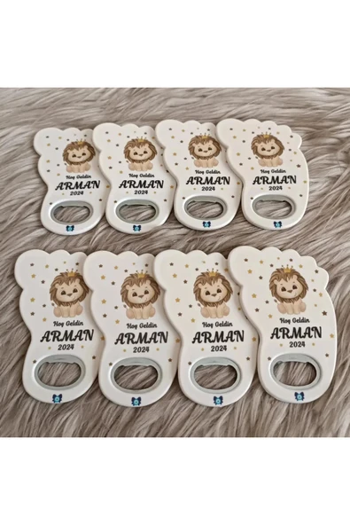 Doğrukan Hediyelik 25 adet aslanlı ayak izi açacak yenidoğan doğum günü magnet hediyelik - Resim 3