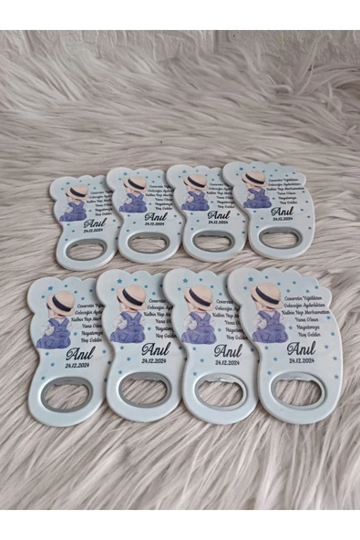 Doğrukan Hediyelik 25 adet arkası dönük oturan bebekli ayak açacak magnet yenidoğan doğum günü mevlüt hediyelikleri - Resim 3