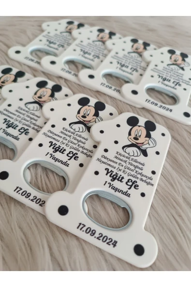 Doğrukan Hediyelik 10 adet Mickey mouse konsept 1 rakam açacak yenidoğan doğum günü mevlüt magnet hediyelik - Resim 2