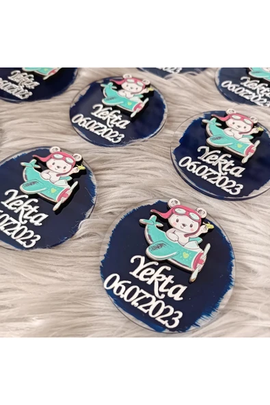 Doğrukan Hediyelik 10 Adet Uçakta ayıcık figürlü magnet yenidoğan doğum günü magnet hediyelik - Resim 2