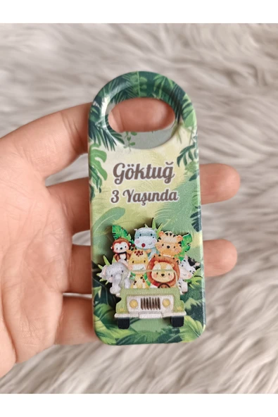 Doğrukan Hediyelik 10 adet safari figürlü uzun kabartmalı açacak magnet yenidoğan doğum günü hediyelikleri ürün görseli