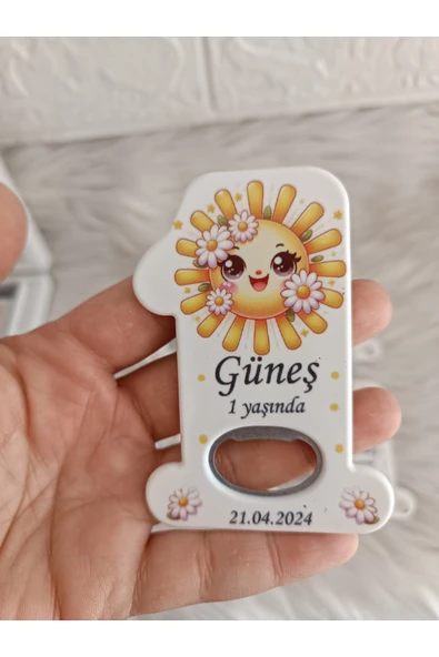 Doğrukan Hediyelik 10 adet papatyalı güneş konsept 1 açacak magnet yenidoğan doğum günü mevlüt hediyelikleri ürün görseli