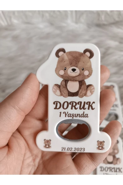Doğrukan Hediyelik Ayıcıklı 1 rakam açacak yenidoğan doğum günü magnet hediyelikleri 10 adet