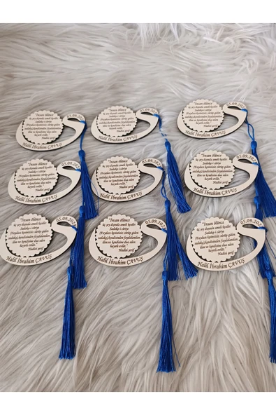 Doğrukan Hediyelik Ahşap Püsküllü Yenidoğan Doğum Günü Vav Magnet Hediyelik (20 adet) - Resim 3