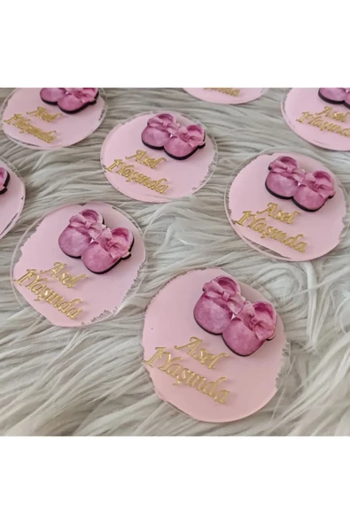 Doğrukan Hediyelik Bebek Patikli Yenidoğan Doğum Günü Pleksi Magnet Hediyelik(10 adet) - Resim 3