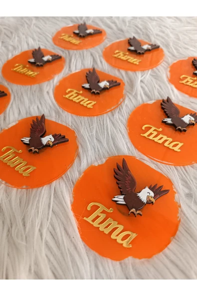 Doğrukan Hediyelik 10 Adet Kartal Figürlü Pleksi Magnet Yenidoğan Doğum Günü Mevlüt Hediyelikleri - Resim 2