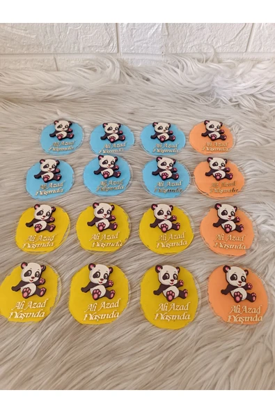 Doğrukan Hediyelik Panda figürlü pleksi yenidoğan doğum günü magnet hediyelik(10 adet) - Resim 4