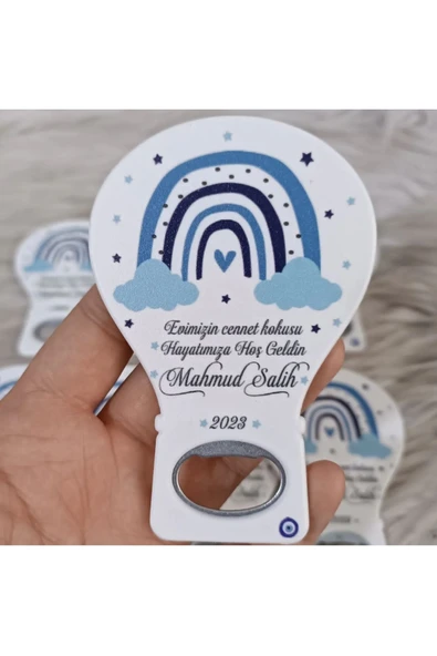Doğrukan Hediyelik 25 Adet Mavi Gökkuşaklı Balon Açacak Magnet Hediyelik Yenidoğan Doğum Günü ürün görseli