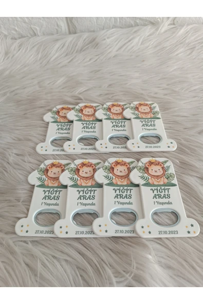 Doğrukan Hediyelik 25 adet çimenli aslanlı 1 rakam açacak magnet yenidoğan doğum günü mevlüt hediyelikleri - Resim 3