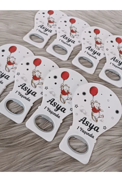 Doğrukan Hediyelik 25 adet Winnie The Pooh lu Yenidoğan Doğum Günü Balon Açacak Hediyelik Magnet - Resim 2