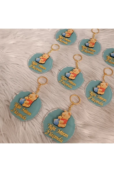 Doğrukan Hediyelik Winnie the Pooh anahtarlık yenidoğan doğum günü mevlüt hediyelik (10 adet) - Resim 2