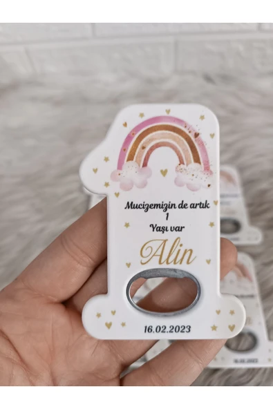 Doğrukan Hediyelik 25 Adet 1 Rakamlı Gökkuşaklı Açacak Bebek Doğum Günü Hediyelik Magmet ürün görseli