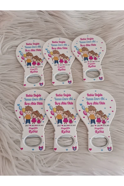 Doğrukan Hediyelik 25 adet 3 kardeşli balon açacak magnet yenidoğan doğum günü mevlüt hediyelikleri - Resim 3