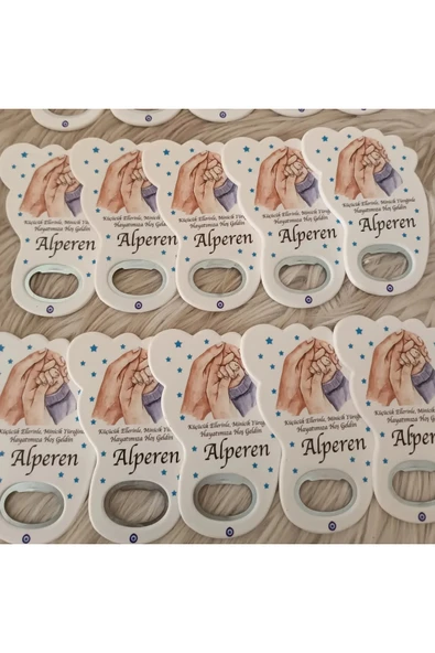 Doğrukan Hediyelik 25 Adet Anne Baba Bebek Eli Tasarım Ayak Şeklinde Açacak Yenidoğan Magnet - 3