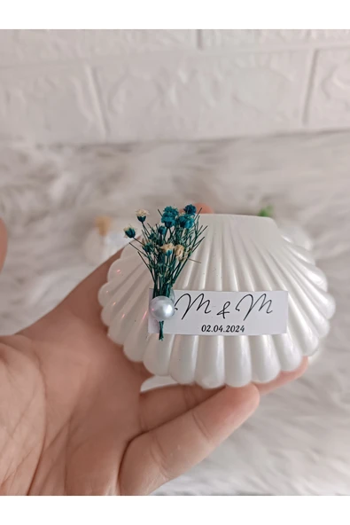 Doğrukan Hediyelik 10 adet istiridye kutu içerisinde mum söz nişan nikah doğum günü kına - 4