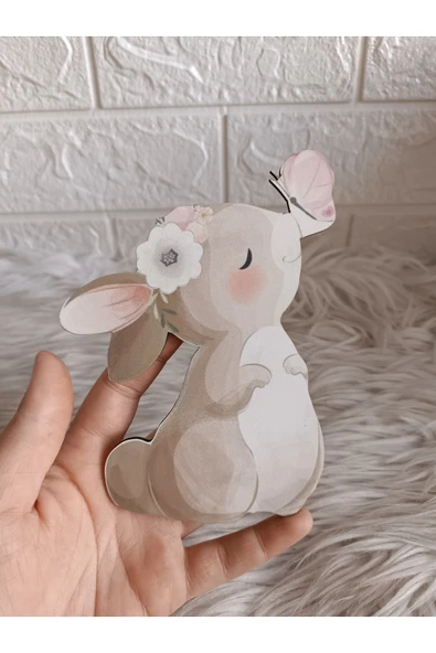 Doğrukan Hediyelik 15 cm Uv baskılı kelebekli tavşan figür bebek hediyelik süslemelerine uygun ürün görseli