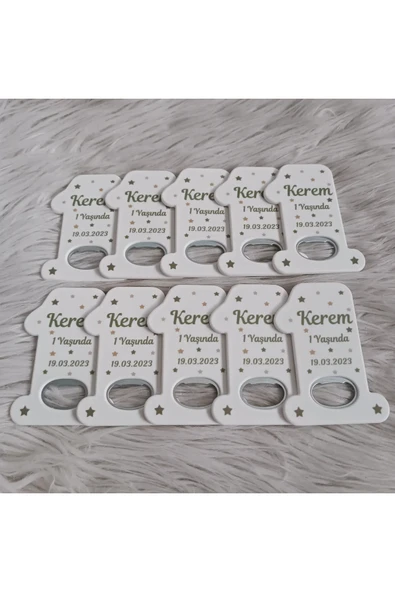 Doğrukan Hediyelik Yıldızlı erkek bebek 1 açacak magnet yenidoğan doğum günü mevlüt magnet hediyelik 10 adet - Resim 2