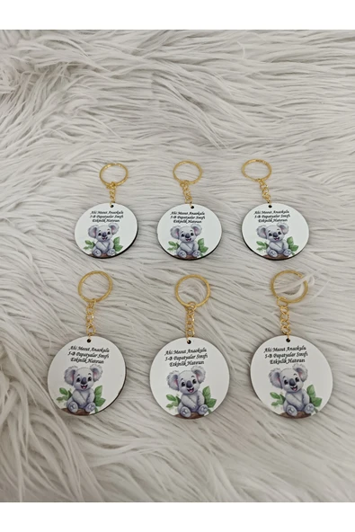 Doğrukan Hediyelik 10 adet koala konsept ahşap anahtarlık 5 cm yenidoğan doğum günü mevlüt hediyelikleri - Resim 3