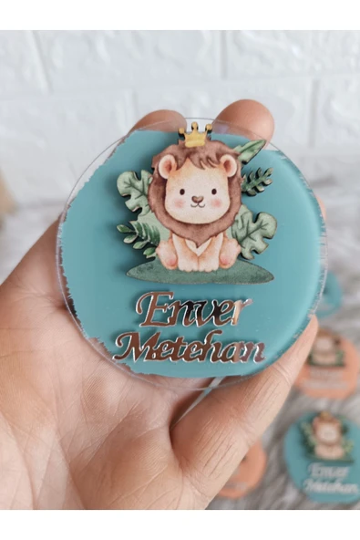 Doğrukan Hediyelik 15 Adet Pleksi Aslan Figürlü Yenidoğan Doğum Günü Magnet ürün görseli