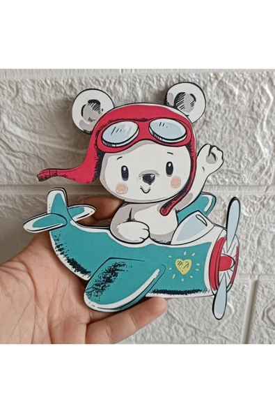 Doğrukan Hediyelik 15 cm Uçakta Ayıcık Bebek Hediyelik Kapı Süsü Takı Yastığı Süslemelerine Uygun Uv Baskılı Figür ürün görseli