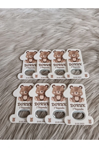 Doğrukan Hediyelik Ayıcıklı 1 rakam açacak yenidoğan doğum günü magnet hediyelikleri 10 adet - 2