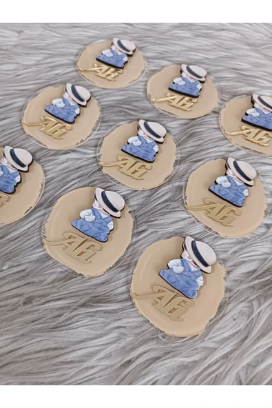 Doğrukan Hediyelik 10 adet oturan bebek figürlü pleksi yenidoğan doğum günü hediyelik magnet - Resim 3