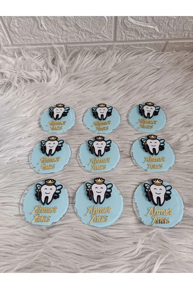 Doğrukan Hediyelik Diş Buğdayı Konsept Pleksi Mavi Diş Figürlü Magnet 10 Adet - Resim 3