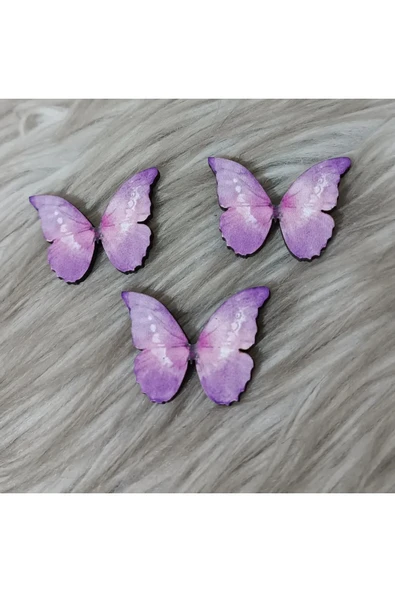 Doğrukan Hediyelik 25 Adet 4 cm Uv Baskılı Mor Kelebek Figür Bebek Ürünü Süslemelerine Uygun ürün görseli