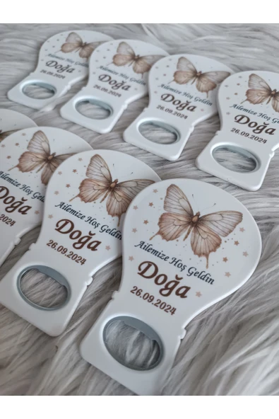 Doğrukan Hediyelik 25 adet kahverengi kelebekli balon açacak magnet yenidoğan doğum günü mevlüt hediyelikleri - Resim 2
