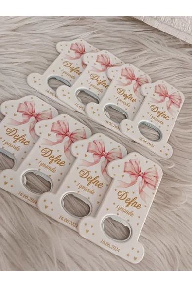 Doğrukan Hediyelik 10 adet pembe fiyonklu 1 rakamlı açacak magnet doğum günü yenidoğan hediyelikleri - Resim 2
