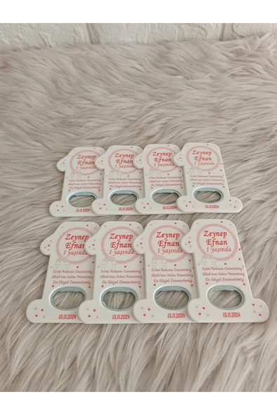 Doğrukan Hediyelik 10 adet pembe konsept gökkuşaklı 1 açacak magnet yenidoğan doğum günü mevlüt hediyelikleri - Resim 3