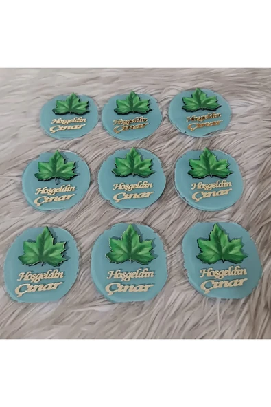Doğrukan Hediyelik Çınar yağrak figürlü yenidoğan doğum günü mevlüt hediyelikleri pleksi magnet(10 adet) - 3
