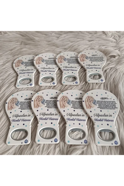 Doğrukan Hediyelik 25 adet aile el mavi Ayetel Kürsi li balon açacak magnet yenidoğan doğum günü mevlüt hediyelikleri - Resim 3