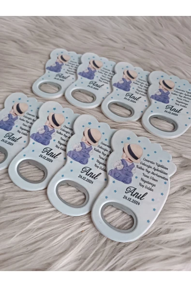 Doğrukan Hediyelik 25 adet arkası dönük oturan bebekli ayak açacak magnet yenidoğan doğum günü mevlüt hediyelikleri - Resim 2