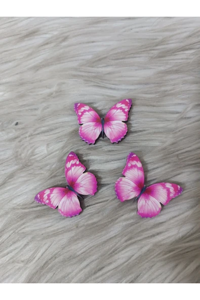 Doğrukan Hediyelik 25 Adet Fuşya Kelebek 4 cm Uv Baskılı Ahşap Figür Bebek Ürünü Süslemelerine Uygun ürün görseli