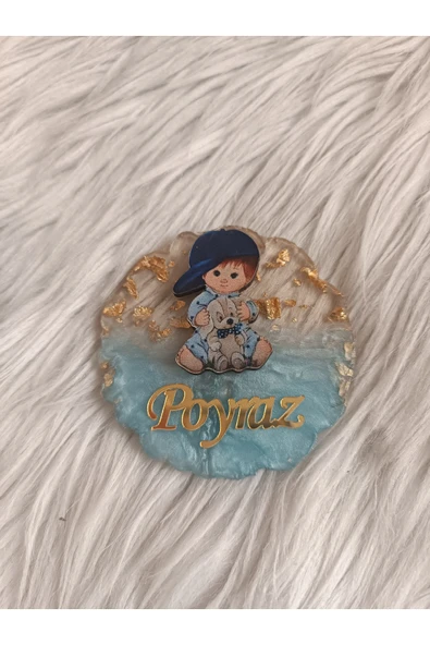 Doğrukan Hediyelik 10 adet oturan köpekli bebek epoksi magnet yenidoğan doğum günü hediyelikleri - Resim 2